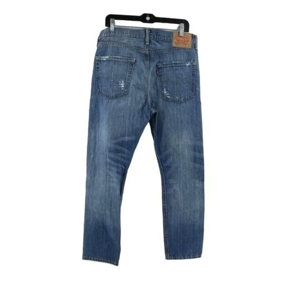 Levi's 522 Red Tab Distressed Straight Leg Med Wash Mid Rise Denim Jeans 33X30